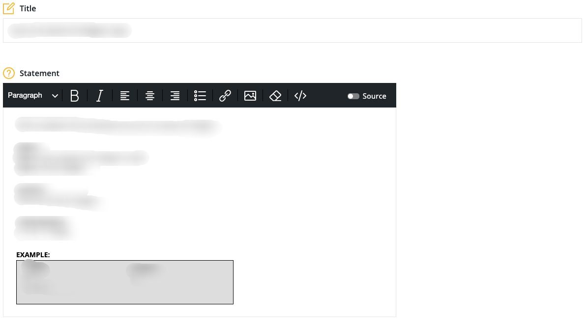 Template shown with title and statement fields.