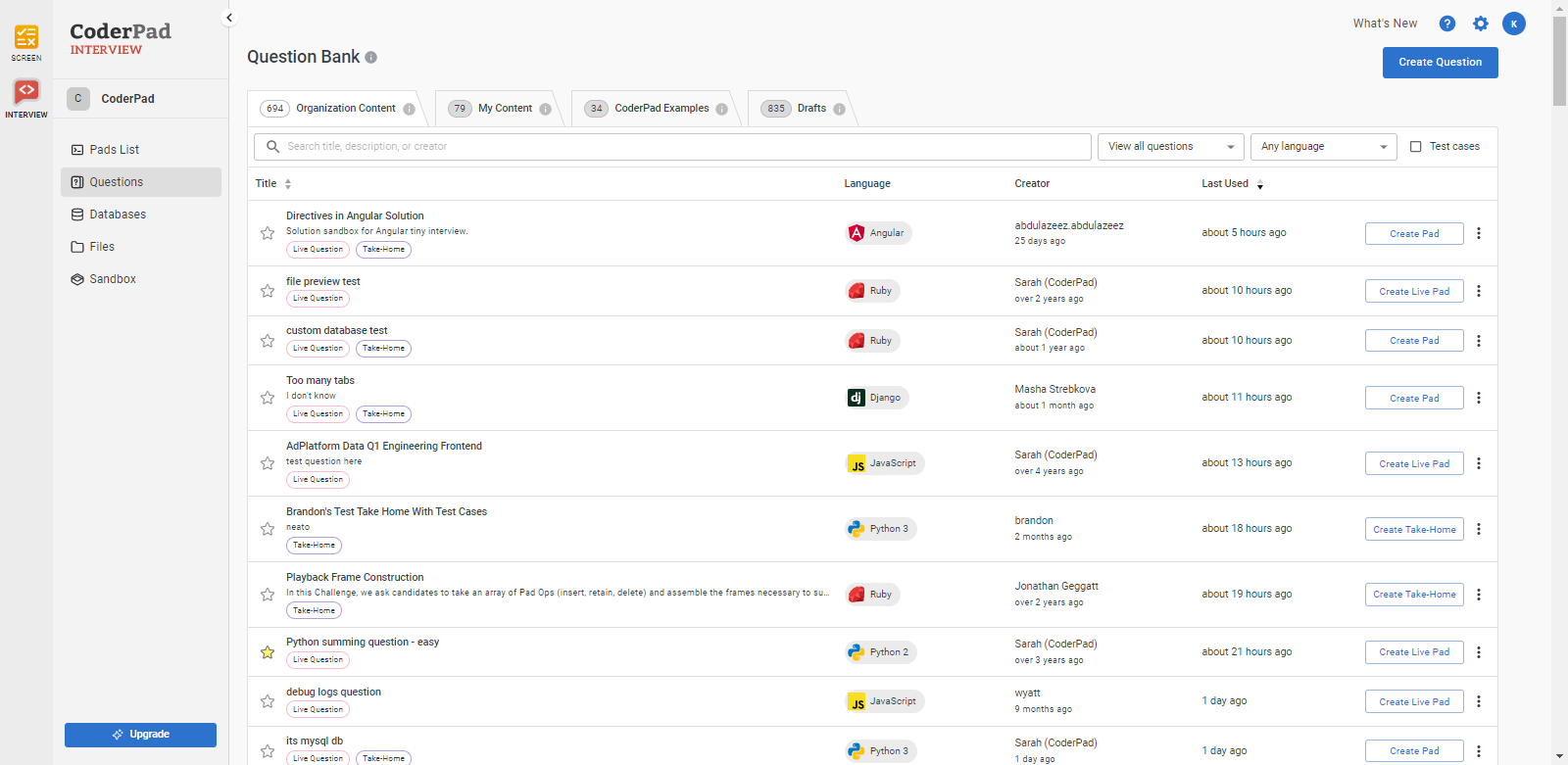 Recruiters quick start - CoderPad Interview Docs