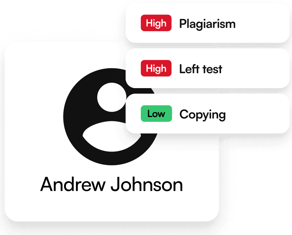 Andrew Johnson is flagged for plagiarism and leaving the test