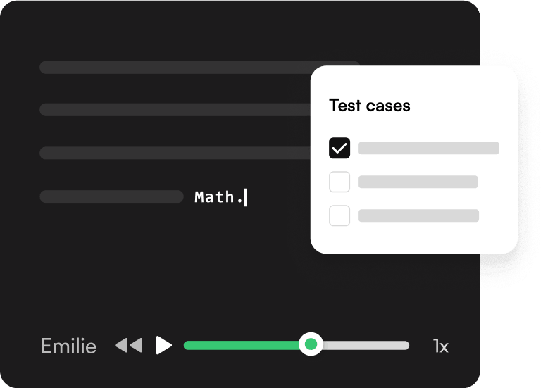 Test cases code playback black interface