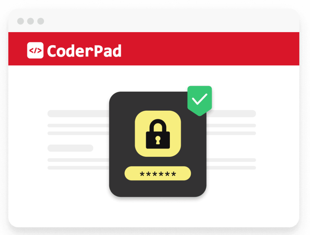 CoderPad page with a lock across it and an obscured password field