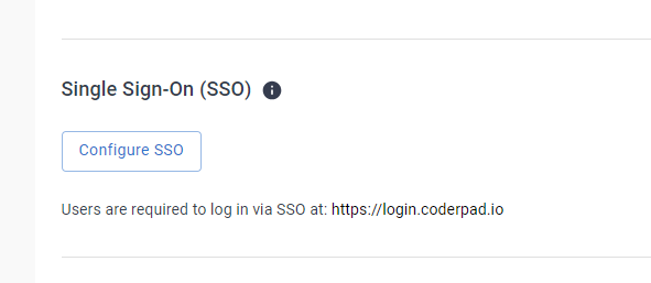 A screen shot that says "Single sign-on (SSO)" with a "configure SSO" button below that.